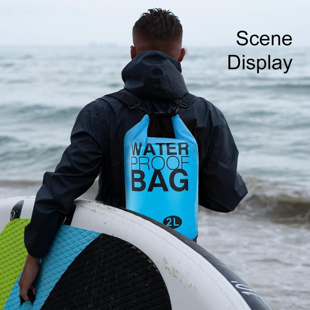 Wasserdichter Rucksack Dry Bag, Wasserdichte Tasche, Wasserdichter Packsack Mit Schultergurt, Wasserdichte Tasche im Freien, für Reisen Bootfahren Schwimmen Wandern, Wasserdichter Packsack, 2L