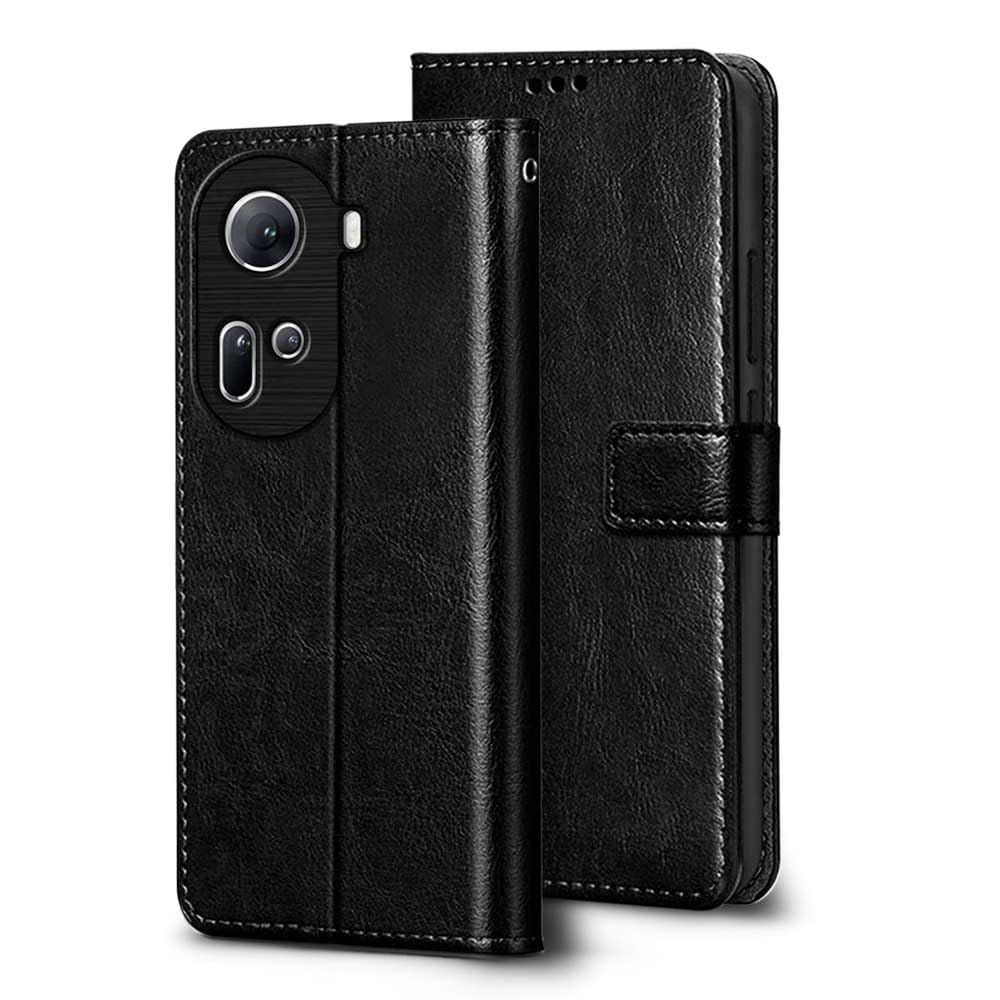 WOW IMAGINE Oppo Reno 11 5G (Flexible | Leather Finish | Card Pockets Wallet & Stand Shock Proof Flip Cover Back Case Cover for | (Black) (B0CXPLZRRK) Amazon Price History, Amazon Price Tracker