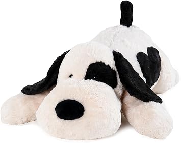 Black White Dog Weighted Stuffed Animal Dog Plush Toy 26In 5.0lbs for Kids