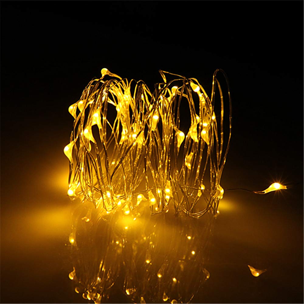 Buyertime Yellow 5M/16.4Ft 50 Leds Fairy String Lights, Battery Aa Operated Silver Wire Fairy Lights For Indoor Bedroom Wedding Christmas Party Decoration (Yellow)