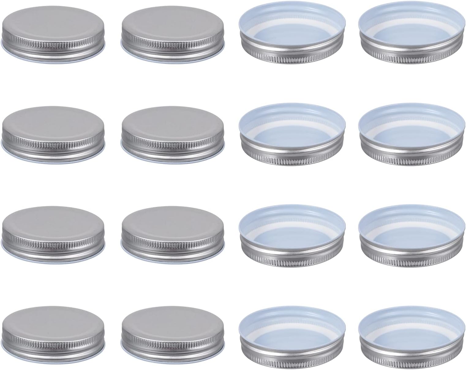16pcs Mason Jar Lids Canning Lids Leak- Proof One- Piece Sealing Cover Mason Bottle Lids Food Storage Tinplate Jar Caps for Ball Kerr Jars 70mm Silver