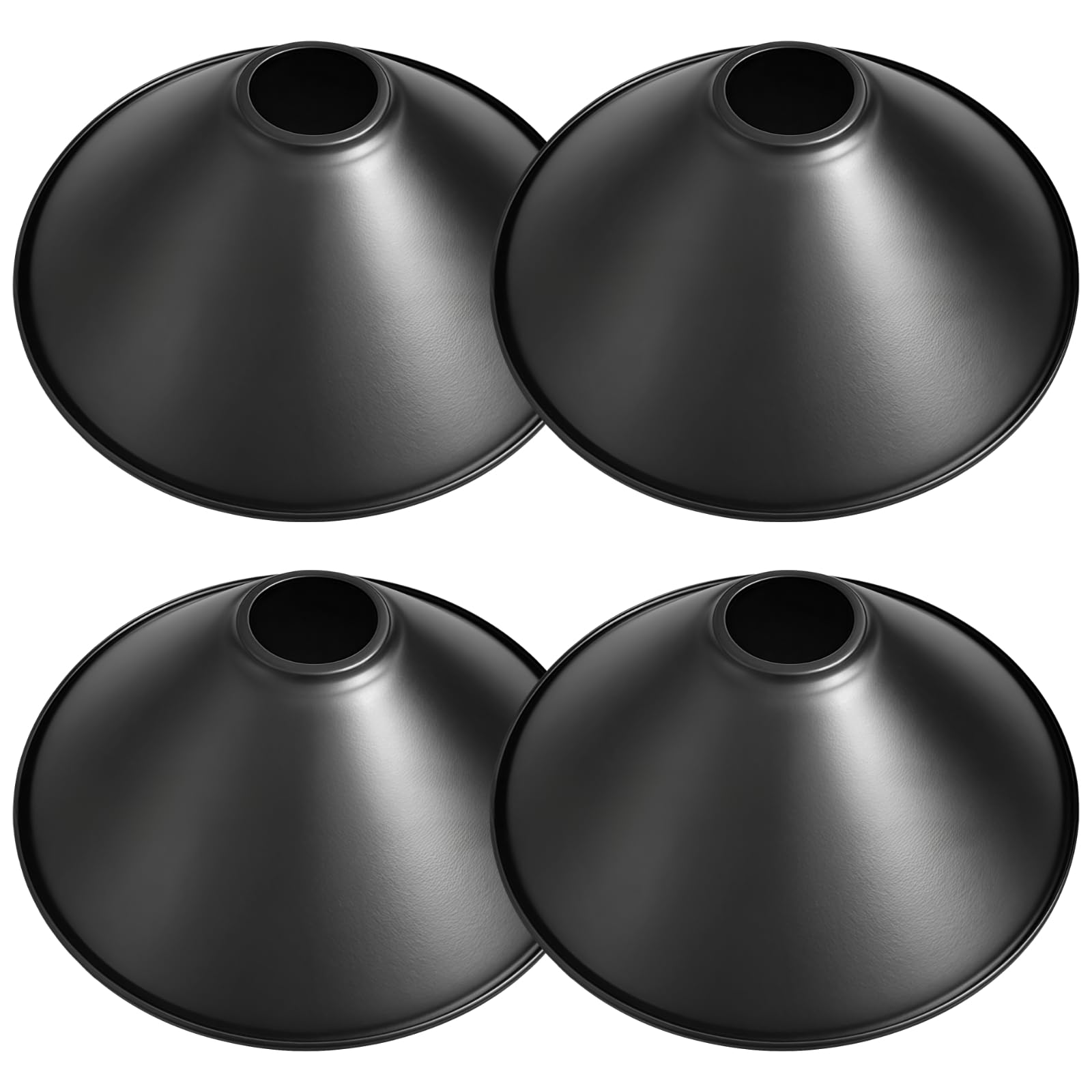 4 Pack Metal Lampshades, Conical Matte Black Pendant Light Cover, Industrial Farmhouse Style Lamp Shade for Kitchen Island, Dining Room, Hallway,