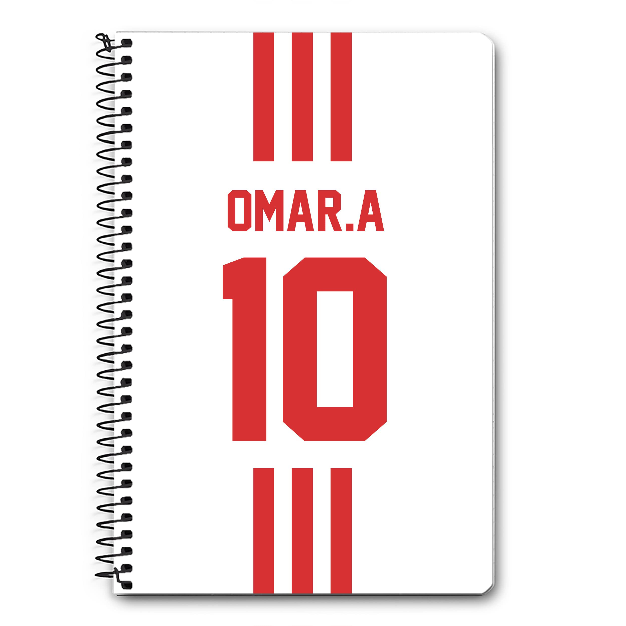 Stylizedd Designer A5 Spiral Notebook Memo Notepad Journal - Football Team - UAE, Player Name - Omar.A