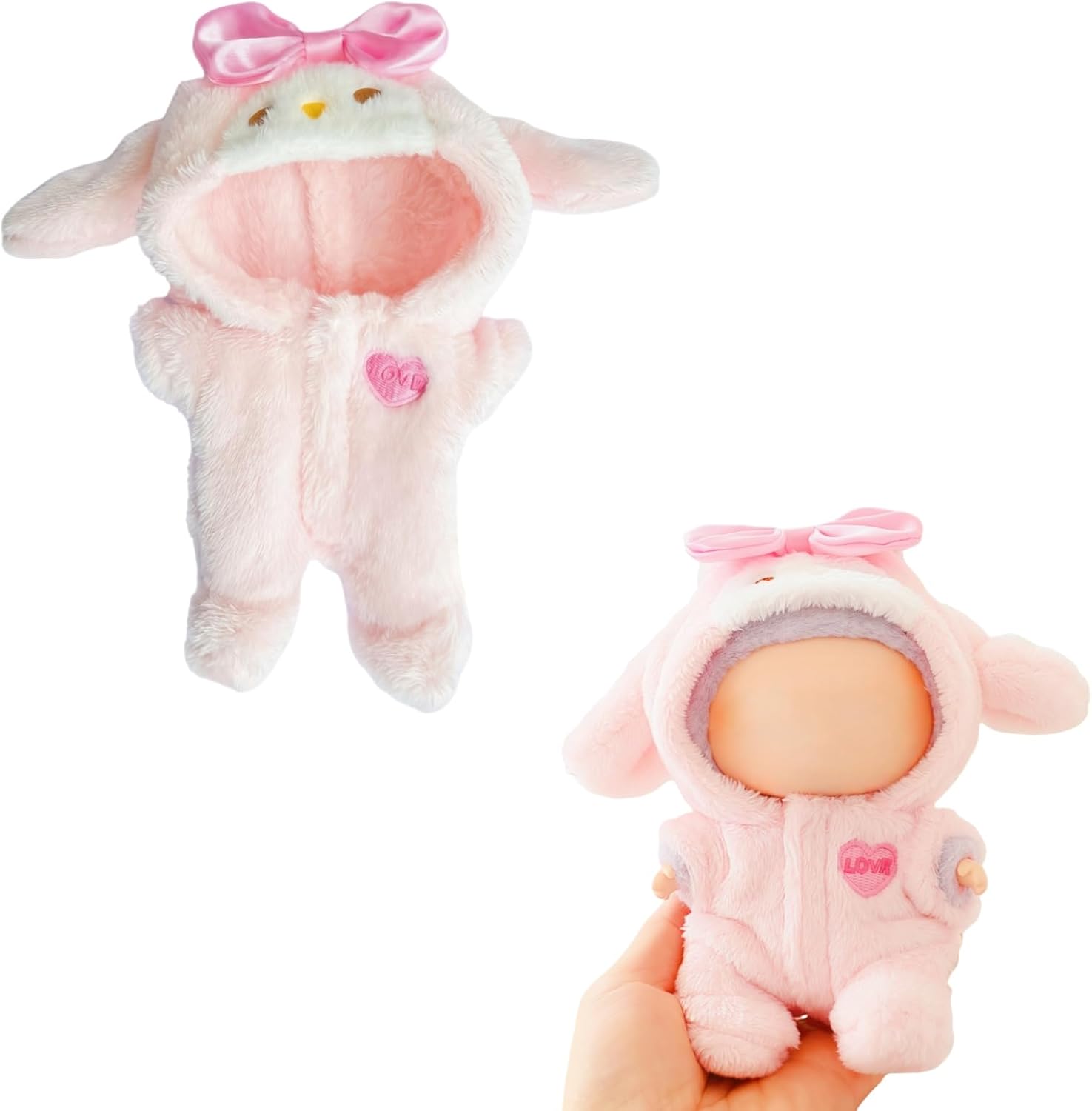 Clothes for Labubu 17cm Doll , Overalls Set for 6.7inch Doll Pajamas, Faking Animal Style Outfit Jumpsuit, Cute Fashion Dress Up Clothes Accessories for 1st/2nd/3rd Gen Dolls (Rabbit)
