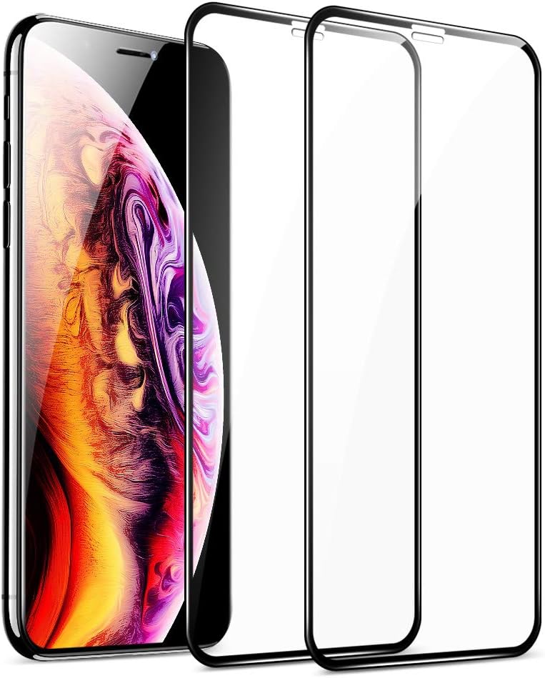 ESR Tempered-Glass Full-Coverage Screen Protector for iPhone 11 Pro/XS/X [2-Pack], Full Screen Coverage, 3D Curved Edges, Easy Installation, Case-Friendly Glass Screen Protector for iPhone 5.8-Inch