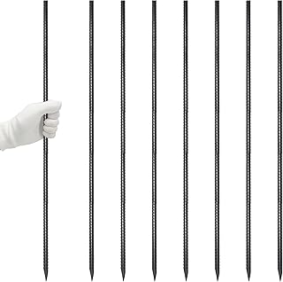VVOKGO Rebar Stakes 48 Inch 8-Pack Concrete Form Stakes Heavy Duty Straight Ground Anchors, 3/8" Diameter Metal Steel Spikes with Chisel Point End for Plant Support, Garden Border,Landscape Edging