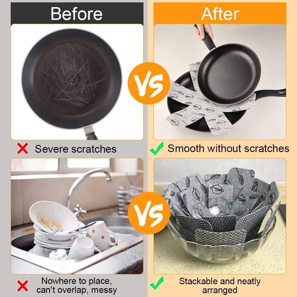 – 9 Pcs Pot and Pan Protectors 3 Different Sizes Pan Separators Pads Anti-Scratch Pan Pot Protectors Non-Slip Pot Dividers Pads Stacking Pan Protectors for Protecting and Separating Pot and Pan