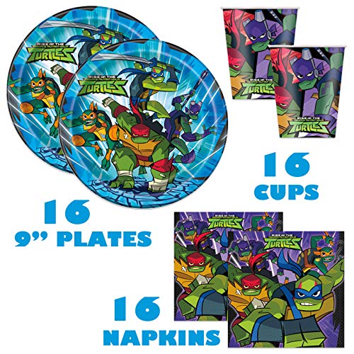 Conjunto de artigos de festa de aniversário Tartarugas Ninja Teenage Mutant – Serve para 16 pessoas