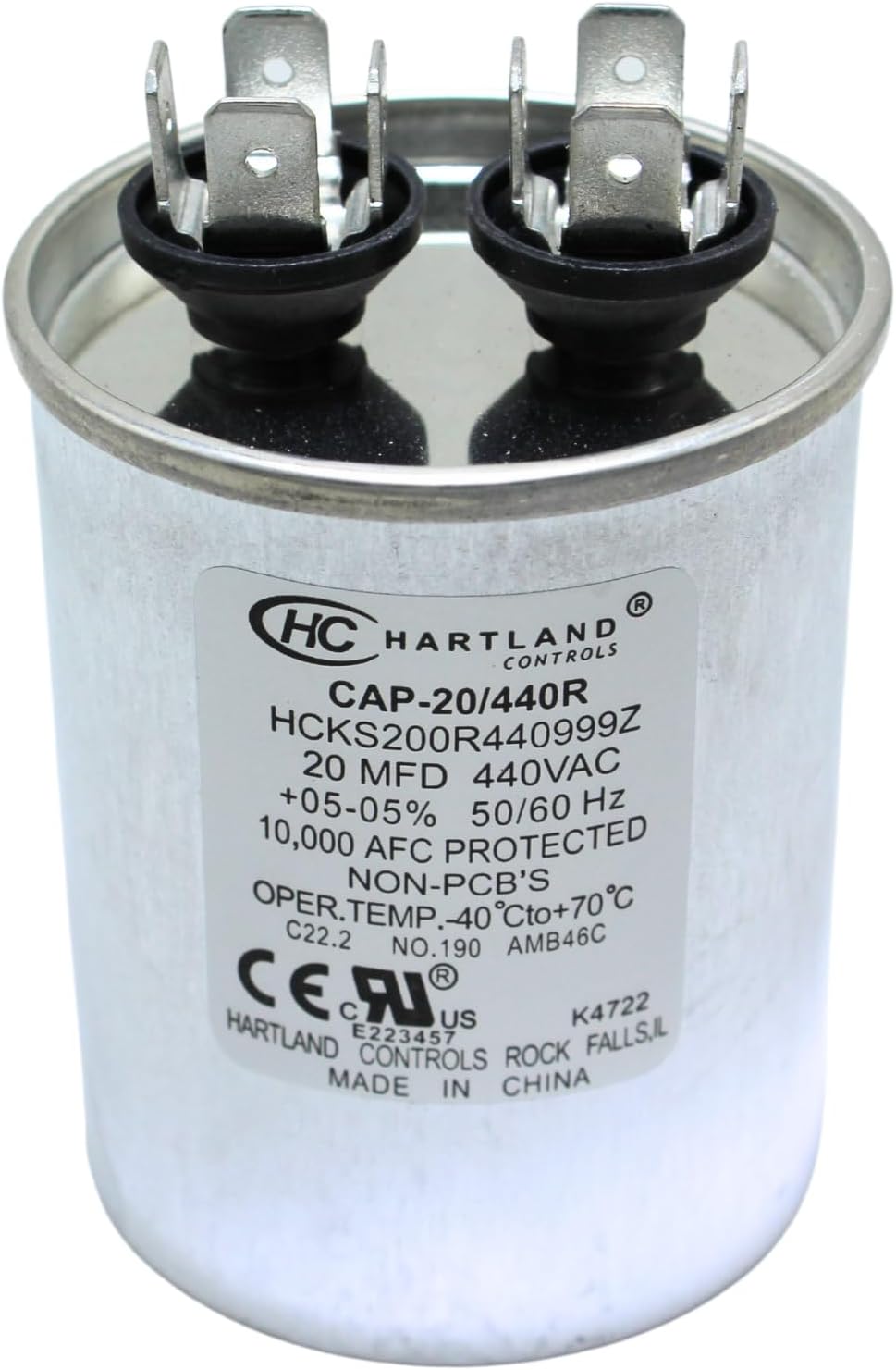 20 MFD AC Capacitor, 20uF ±5% 370VAC/440 Volt Round Run Start Capacitor for Air Conditioner Condenser Straight Cool or AC Motor and Fan Starting or Heat Pump Air Conditioner
