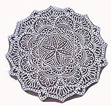 Lieferumfang: 1 Stück Handgeschnitzter Mandala-Stempel, Holzdruck, indischer Textilstoff, Bordüre, 12,7 cm