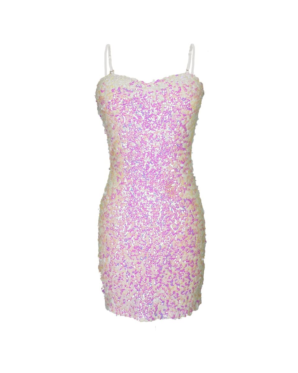 GrouptapLatin womens camisole dress girls salsa samba sleeve-less sequin sparkle dance party wear (UK Women 4/6/8/10) (Gold)