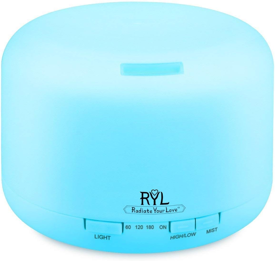 Radiate Your Love, Aromatherapy Essential Oil Diffuser Humidifier, 500ml - Features 4 Timers, Color Changing Lamps and Auto Shut-Off