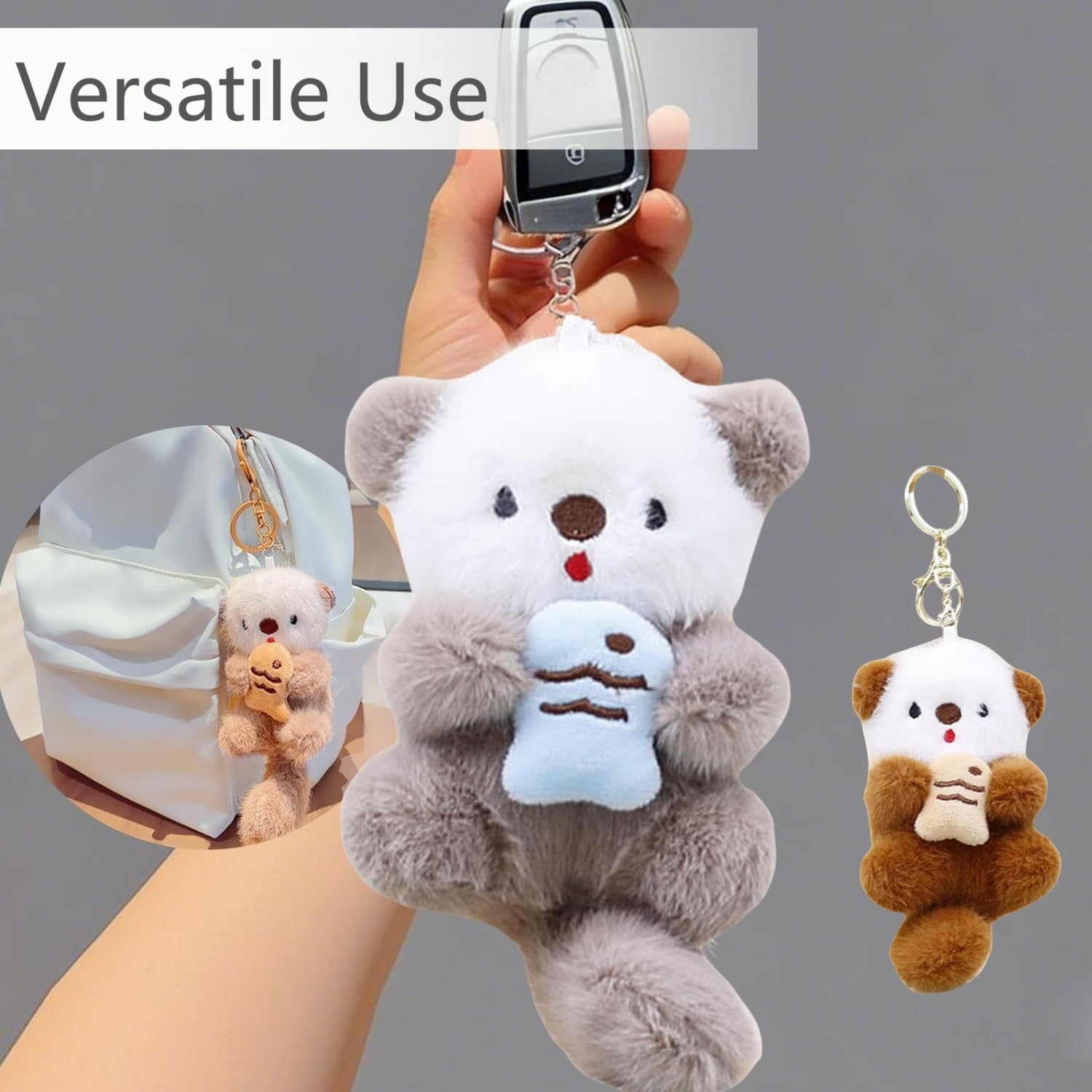 Cute Otter Plush Keychain Otter Charm for Women Teens & Animal Lovers for Handbags Purses Backpacks and Car Keys - Image 3