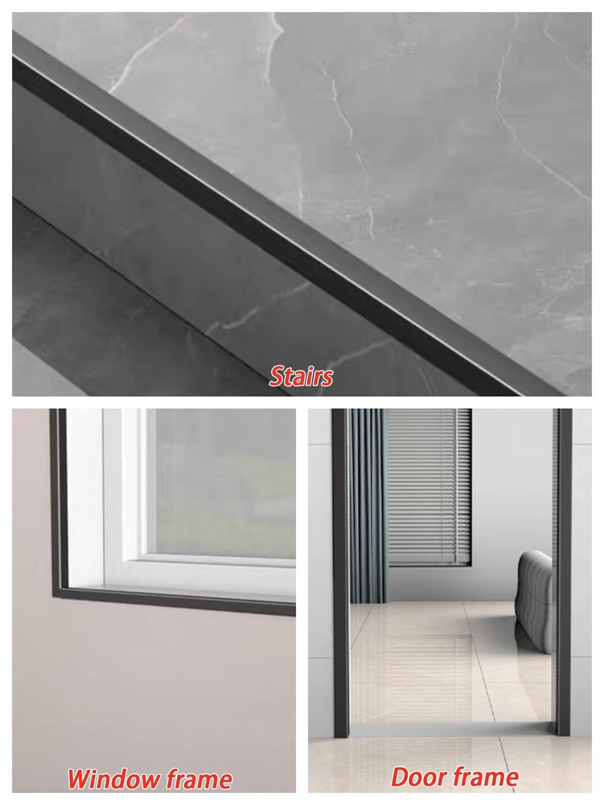 übergangsprofil Treppenkantenprofil aus Aluminium für Schlafzimmertreppen, Selbstklebender Kantenschutz für Wandecken, L-förmiger Türkantenschutz(Gray)