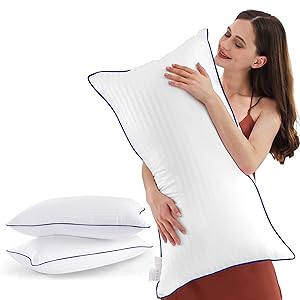 Juego de 2 Almohadas de Cama para Dormir tamaño King, refrescantes, Calidad de Hotel de Lujo con Relleno Alternativo de plumón Suave de Primera Calidad para Personas Que Duermen de Espalda,