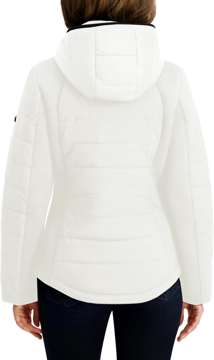 Nautica Women's Nautica Women’s Stretch Hybrid Puffer Jacket – Short Winter Coat With Bib