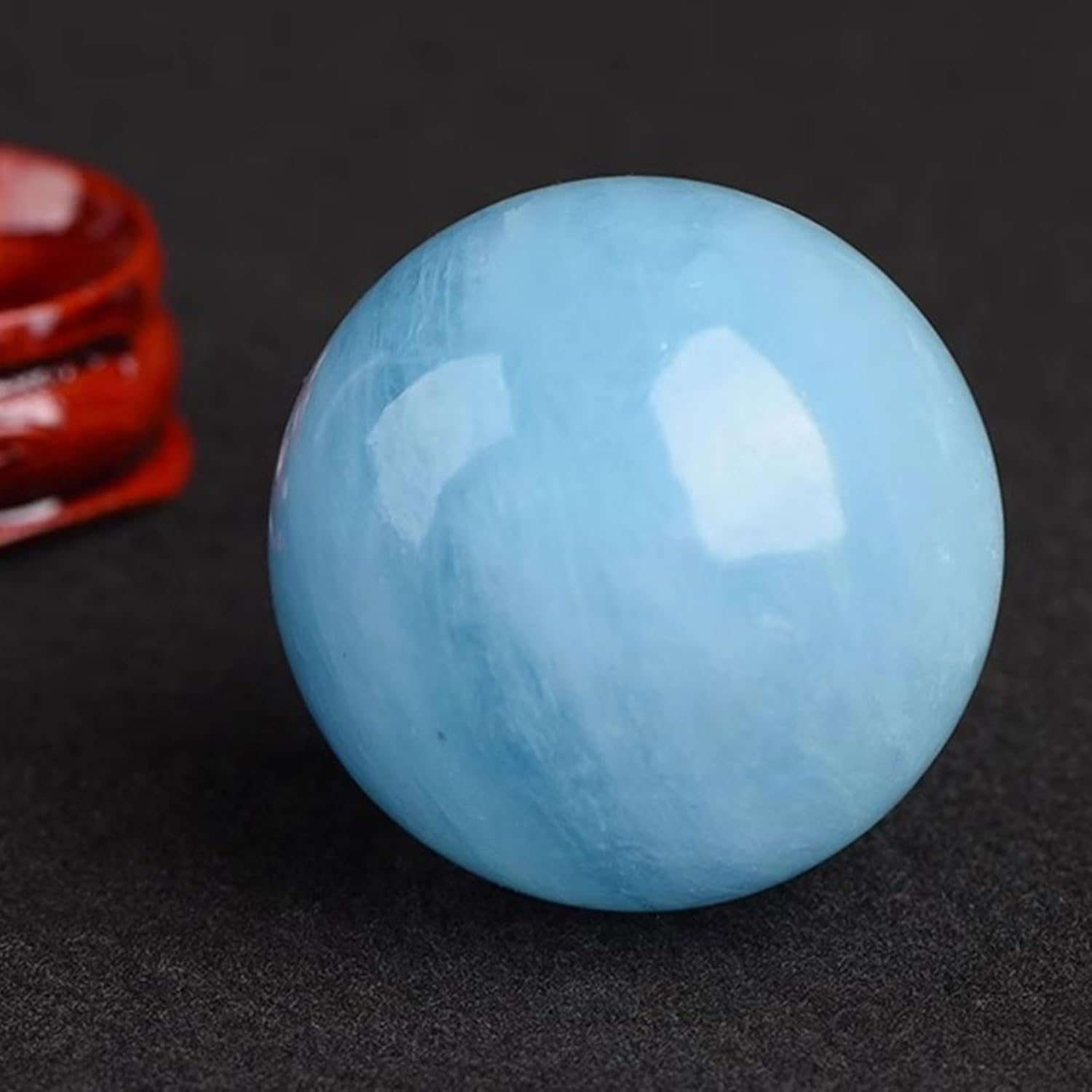 Aquamarine Sphere Polished Blue Sparkling Beryl Stone Natural Healing Gemstone Crystal Mineral Collectible Ball Home Office Decoration,23~26mm