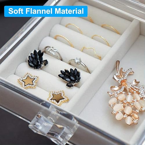 Miniatura 6 de Caja organizadora de joyas de acrílico, soporte transparente para aretes, cajas colgantes de joyería con 4 cajones de terciopelo para aretes,