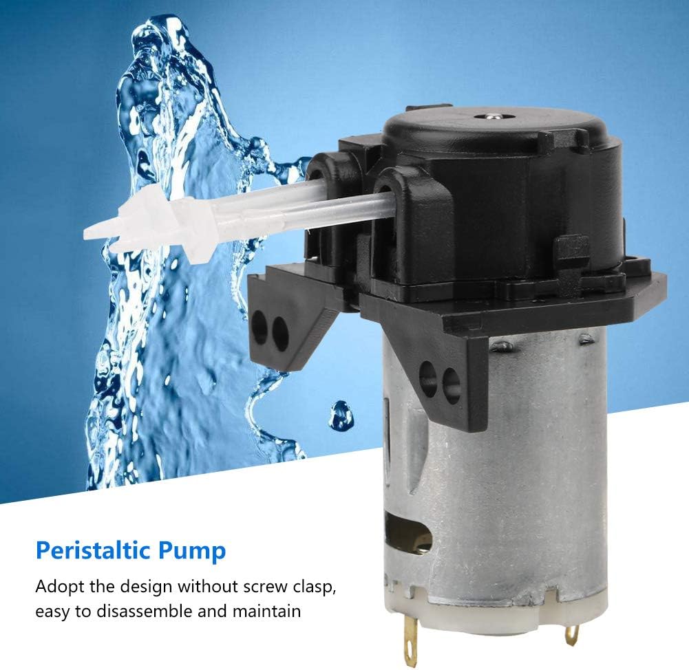 12V/24V DC Dosing Pump Self Priming Peristaltic Adjustable Direction with Connector For Aquarium Lab Chemical Analysis (Black-24v 13)