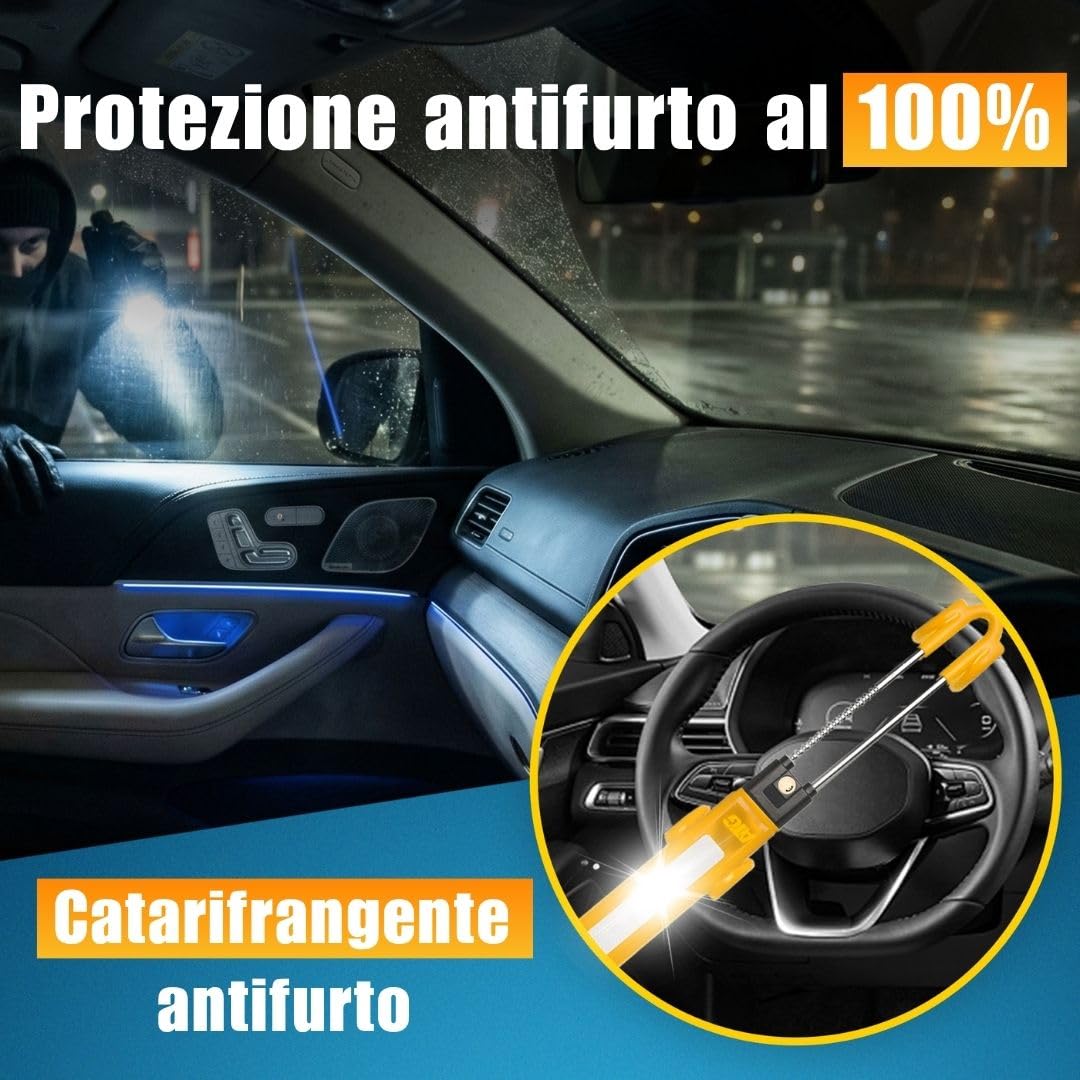 ATG Bloccasterzo Auto Antifurto per Auto SUV Van Furgone Camper Acciaio Temperato Protezione Antitrapano