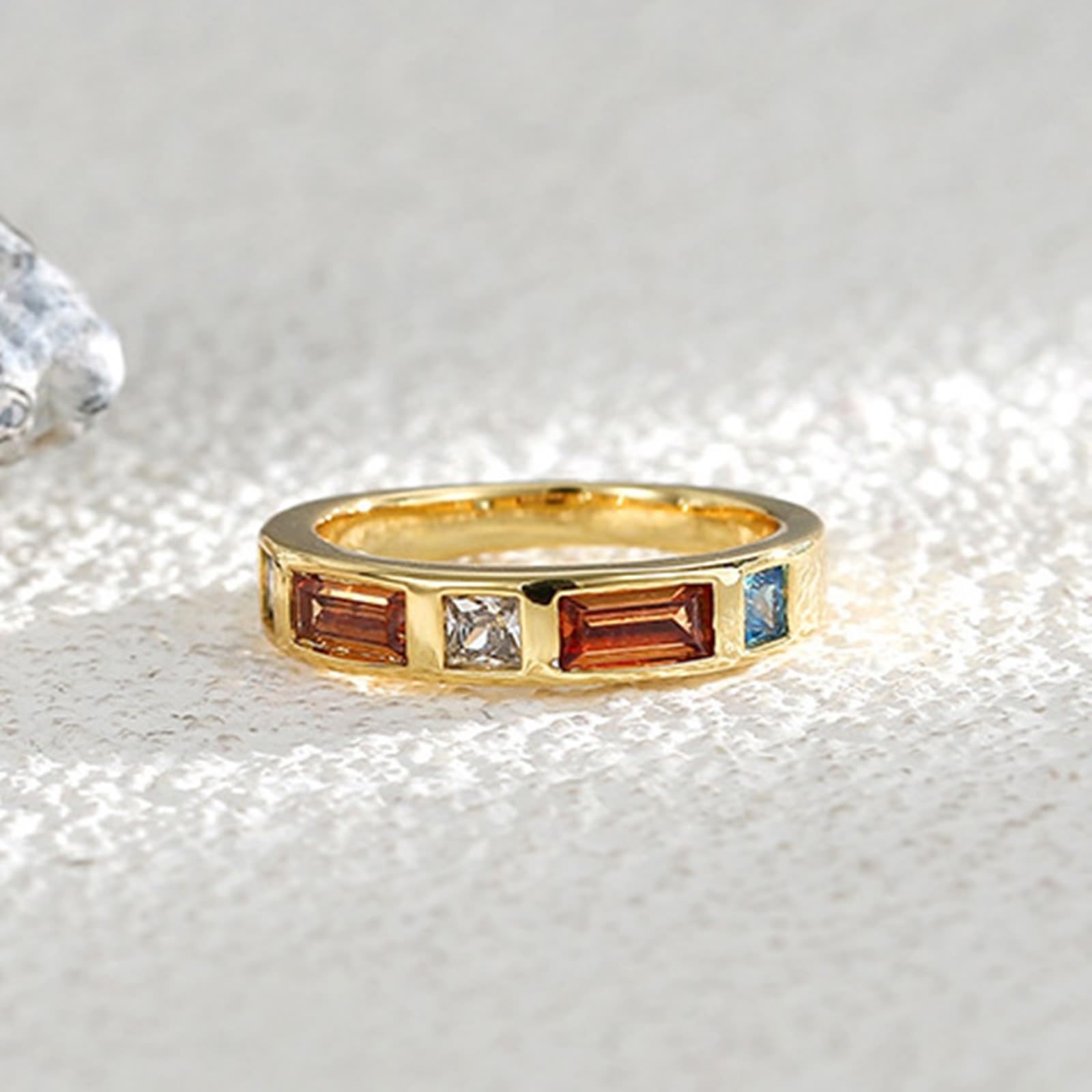 9 Karat/14 Karat/18 Karat Gelbgold Ring Labgeschaffener Saphir Orange, Rings Jahrgang