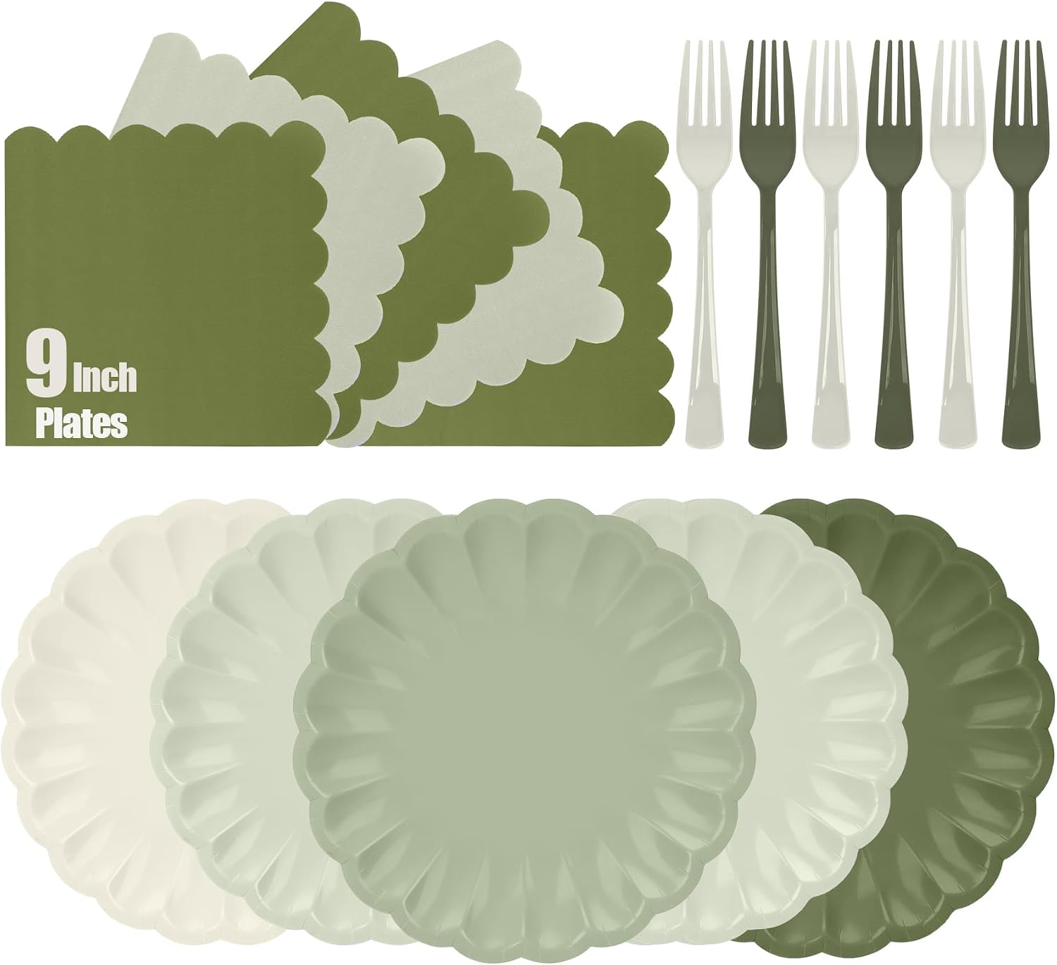 96Pcs Sage Green Plates and Napkins Party Supplies for Birthday Wedding