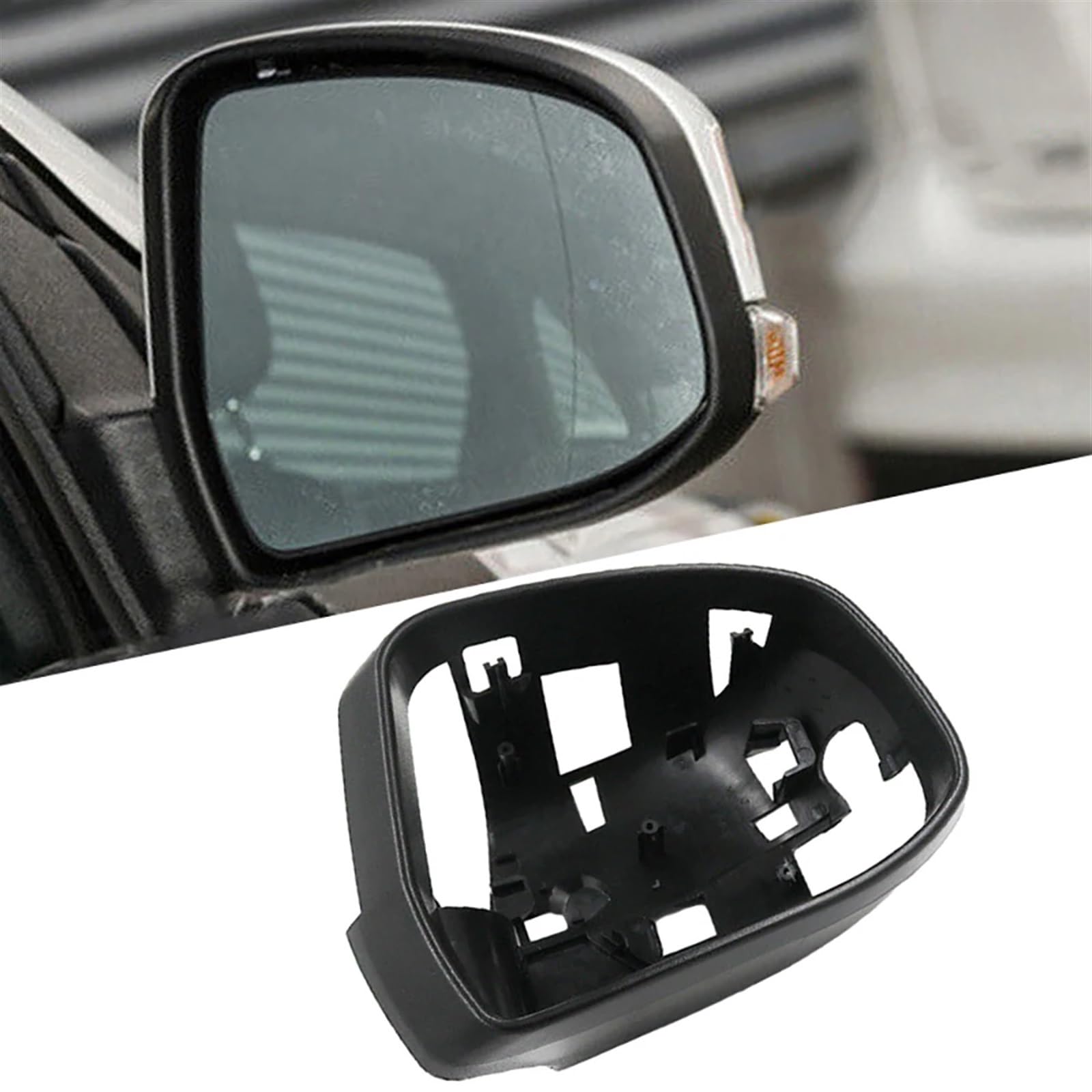 Cornice Specchietto Retrovisore Laterale Per Ford Focus (MK2/MK3) E Mondeo MK4 - Con Foro Per Luce Pozzanghera, Colore Nero