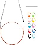 32 inch Acier inoxydable Aiguilles circulaires de tricotage Set pour débutants, 6 PCS US Taille 0 2.5 6 8 10 13 Aiguilles rondes en métal avec boucle magique, Aiguille circulaire fixe pour chaussette, Blankets, Chandail, Écharpe