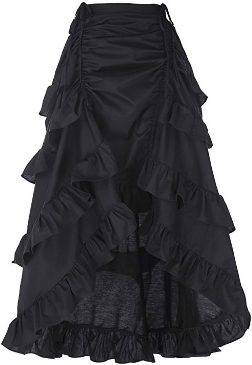 TNASA Women's Gothic Basque Asymmetrical High Low Steampunk Corset Skirt