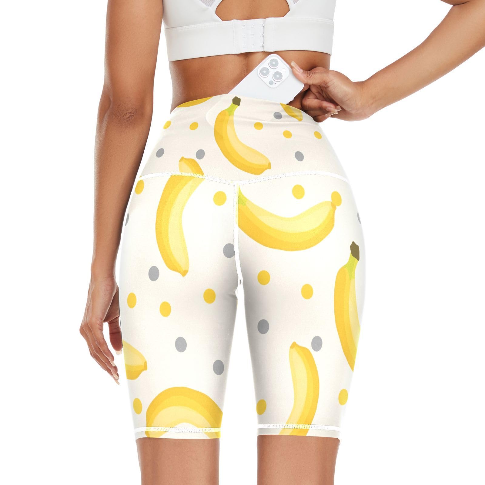 Aflyko Botanic Women Yoga Shorts Yellow Banana Polka Dot 8