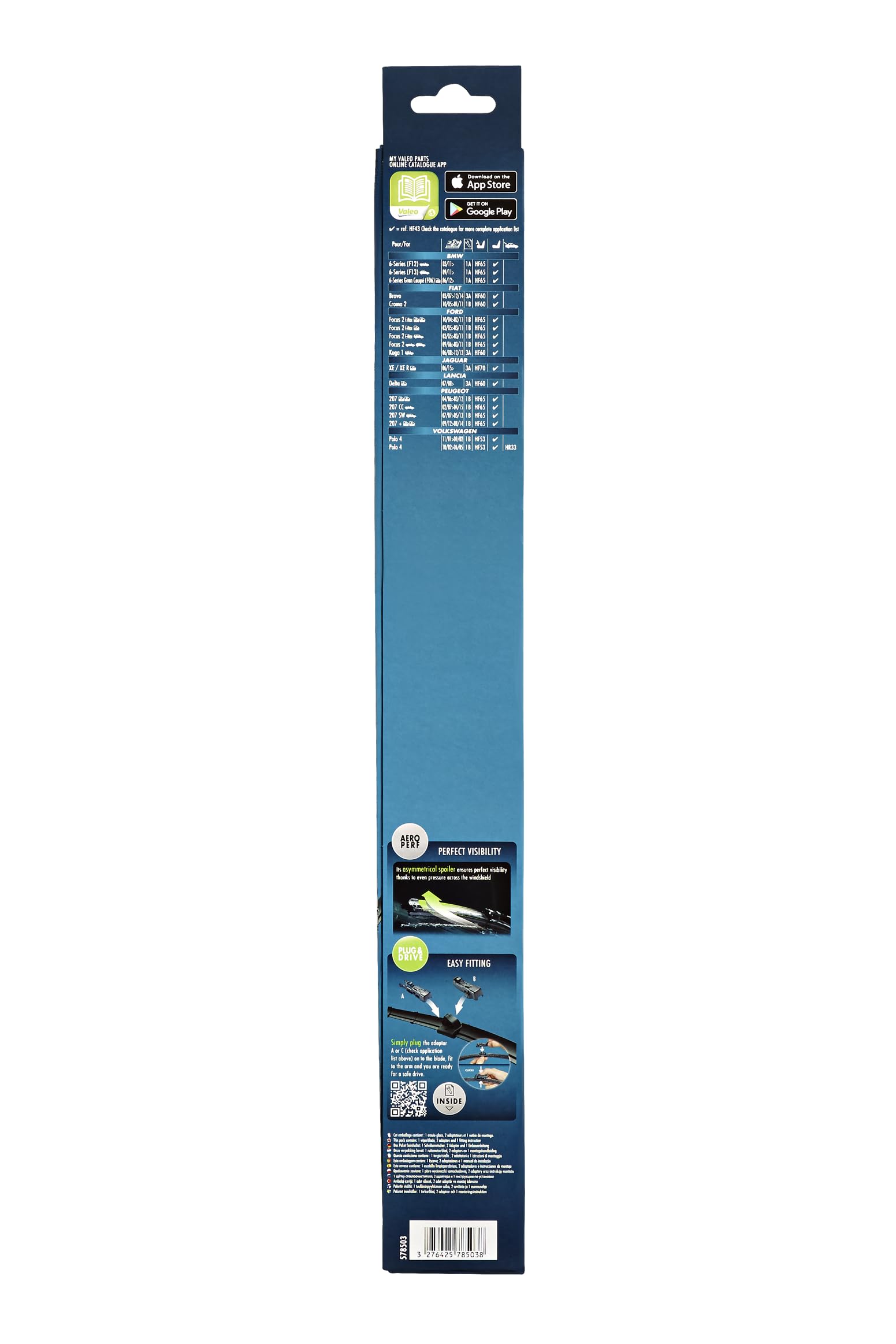 Valeo Hydroconnect Silecek Bmw 6 Serisi F12 (2011-2018), BYD Atto EV (2022 ve sonrası), Seat Ibiza (2017 ve sonrası), Arona (2017 ve sonrası) (430 MM) 578503