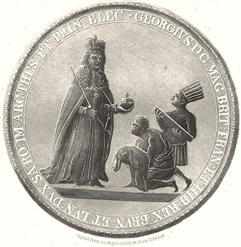 NEW YORK STATE. Great Seal of the Province of New York 1718; front - 1851 - old print - antique print - vintage print - New York art prints