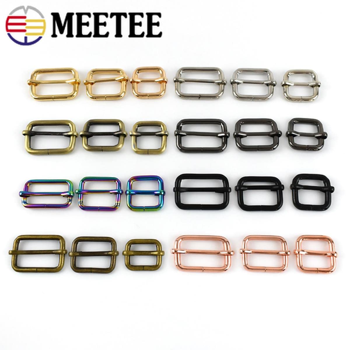 10/20 piezas 16-50 mm diapositivas de metal tri-glides hebillas de pasador de rodillo correa de bolso ajustador deslizante hebilla de cinturón bolsa de bricolaje accesorios de ropa-32 mm-20 pie