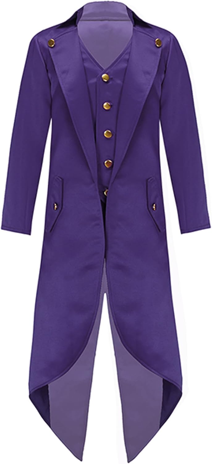 Kids Boys Girls Medieval Renaissance Steampunk Tailcoat Vampire Tuxedo Jacket Outerwear Dress Up