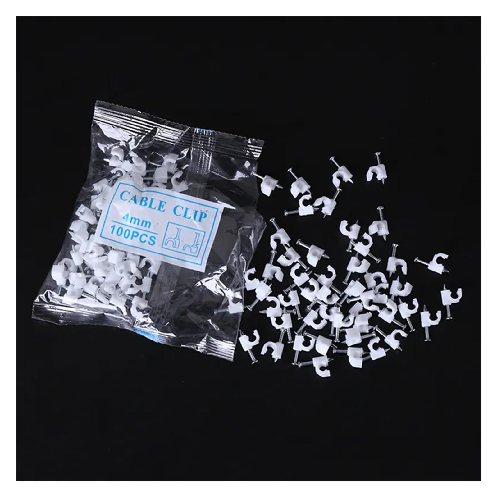 Clips de cable redondos blancos 4-10 mm, 100 unidades for organizador cables clavos(10mm)