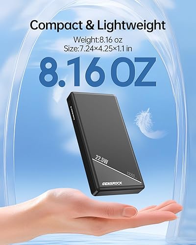 Miniatura 3 de GENSROCK Cargador portátil de 10000 mAh, cargador de batería de carga rápida de 22.5 W con salida USB-C y USB-A, cargador de teléfono portátil