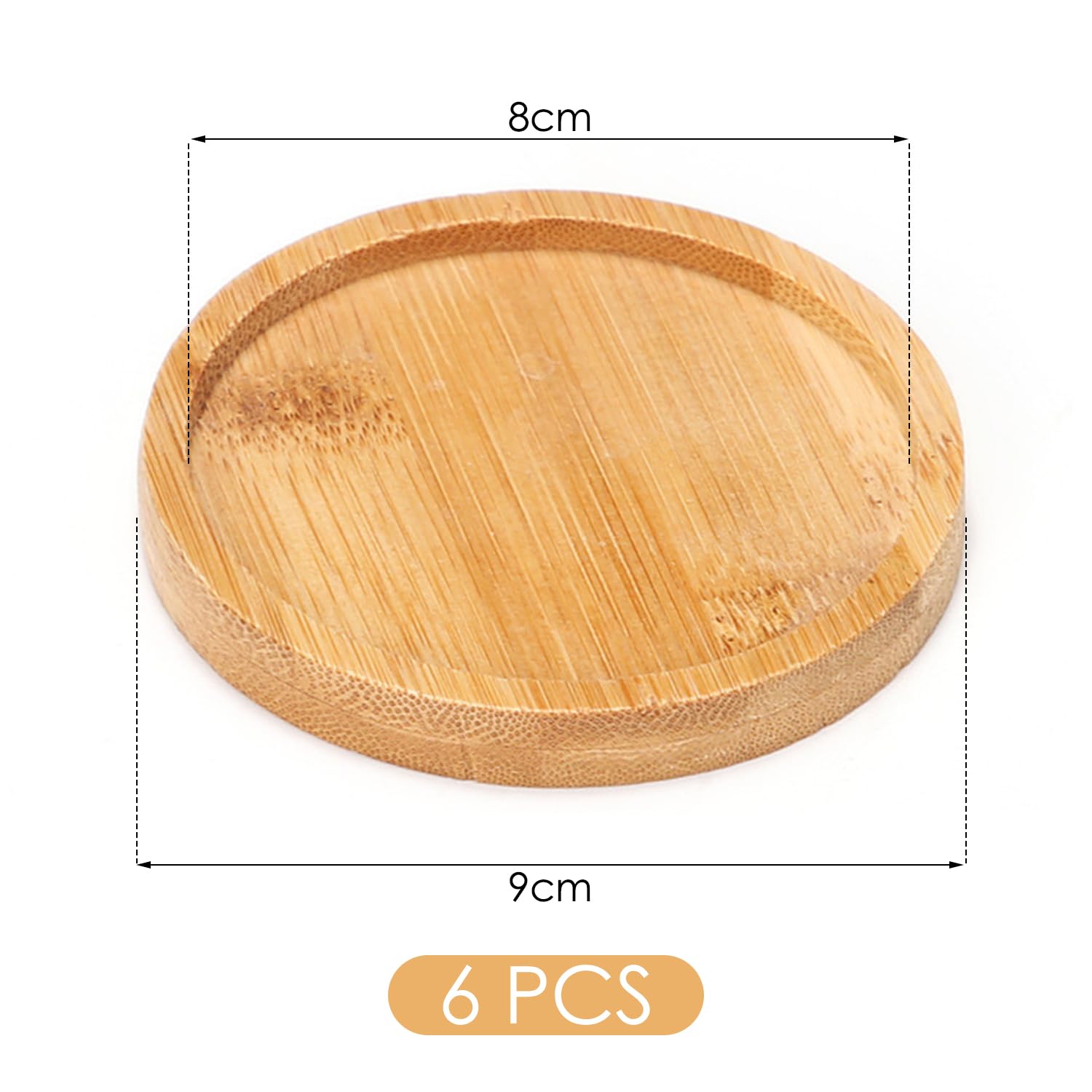 6 Pieces Wooden Coasters and Candle Holders - Round Trays, Christening Holders, Decorative Accessories (Wood Color) - Image 2