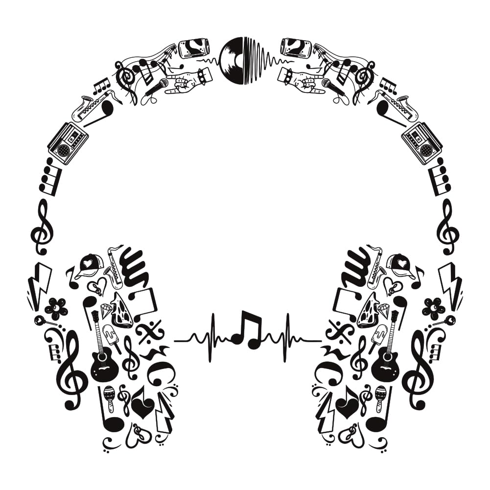 ANATTASOUL 2pcs Kitchen Wall Stickers Headphones Peel and Stick Wall Decals,Wall Murals Removable Wall Art Decor for Living Room Bedroom - Image 3
