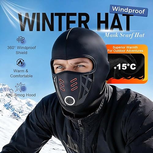 Miniatura 8 de Máscara de esquí, pasamontañas de invierno antiempañamiento cálido para hombres y mujeres, resistente al viento, motocicleta, snowboard y equitación