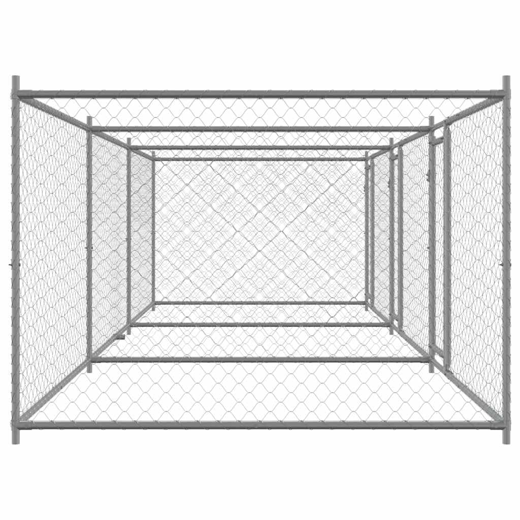 vidaXL Cage pour Chien avec Portes, Chenil pour Chien, Maison pour Chien, Niche de Jardin Terrasse, Gris 6x2x1,5 m Acier Galvanisé