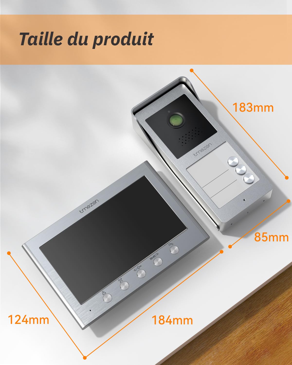 TMEZON Visiophone Connecté à 2 Fils, Kit Interphone Vidéo Filaire avec 3 Moniteurs,Ecran TFT Couleur 7’’,Platine de Rue avec Caméra,Sonnette Vidéo Extérieur,Vision Nocturne,3 Familles/Appartements