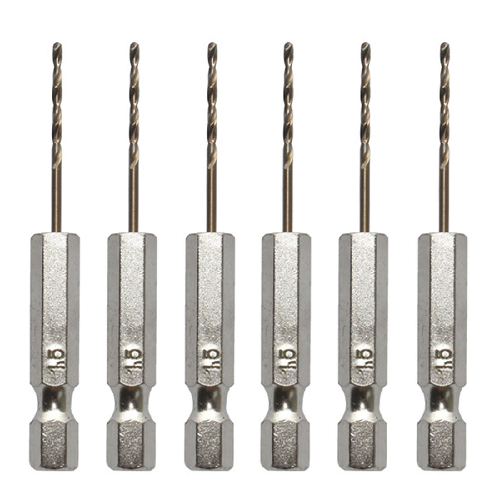 Xiciki 6 Pcs 1.5mm Hex Shank Drill Bits Set, High Speed Steel, Twist Drill Bit, Wood, Stainless Steel, Metal, Plastic