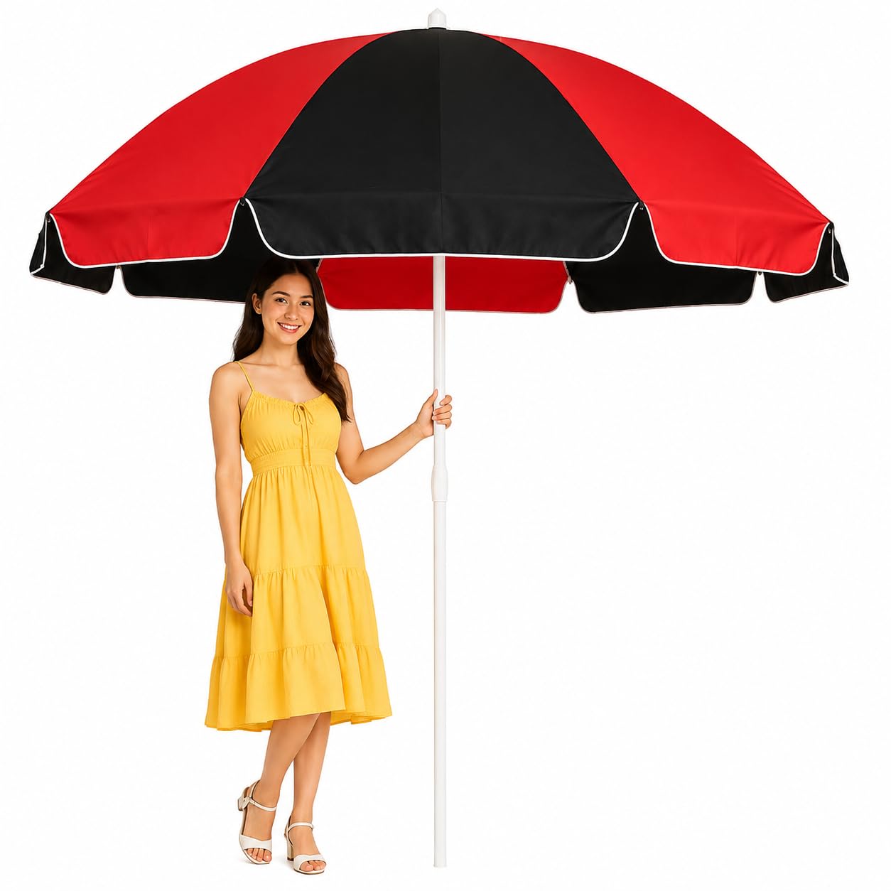 Outdoor Umbrella Garden Umbrella 7FT Garden Shade Rooftop Use Patio Umbrella Patio Shade Courtyard Use Resort Use Terrace Use (Red & Black)-image-39