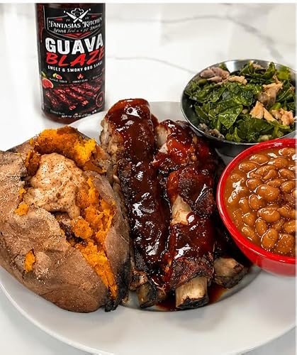 Fantasia's Kitchen Guava Blaze BBQ Sauce, Sweet and Smoky Barbecue Sauce with Mild Heat, island flavors, Vegetarian, Gluten Free, BPA Free, Cold Filled, Marinade, Dipping Sauce, or Glaze for Wings, Ribs, Chicken, Pork, Burgers and Fries, and Seafood 12 oz — view 5