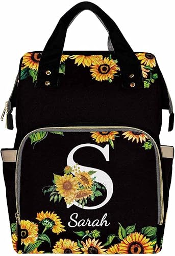 Jirafa personalizada con gafas, bolsa de flores con nombre, bolsa personalizada, mochila de viaje casual para regalos de mamá y niña, De.3,