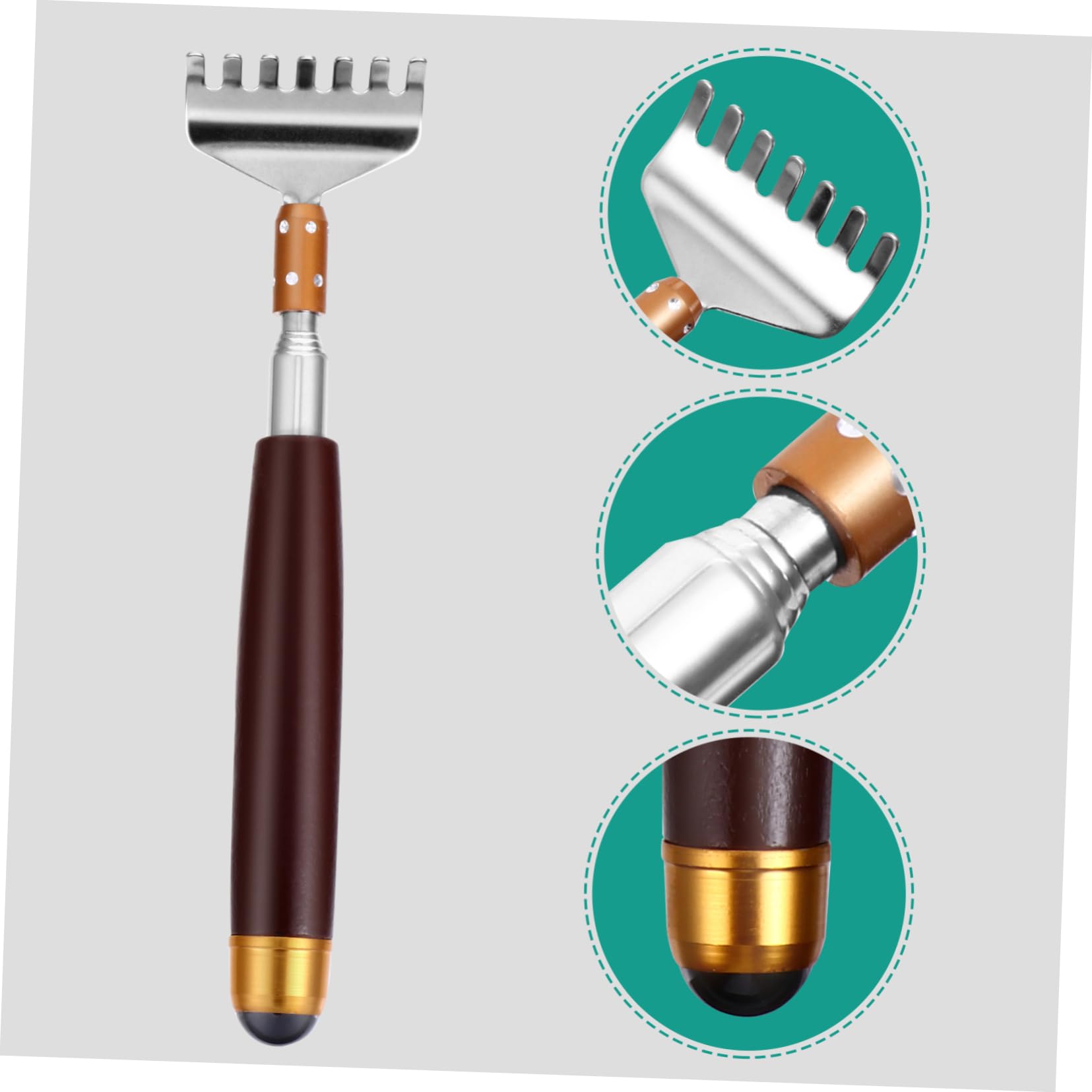 Healeved 3 Piezas rascador de espalda rascador de picor de espalda dedos peleón masajistas masajeador rascador herramienta para rascarse la espalda Acero inoxidable Café