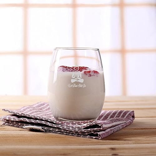 Miniatura 4 de Let That Shit Go - Copas de vino sin tallo grabadas divertidas, gran regalo para mujeres u hombres, cumpleaños, jubilación y día de la madre