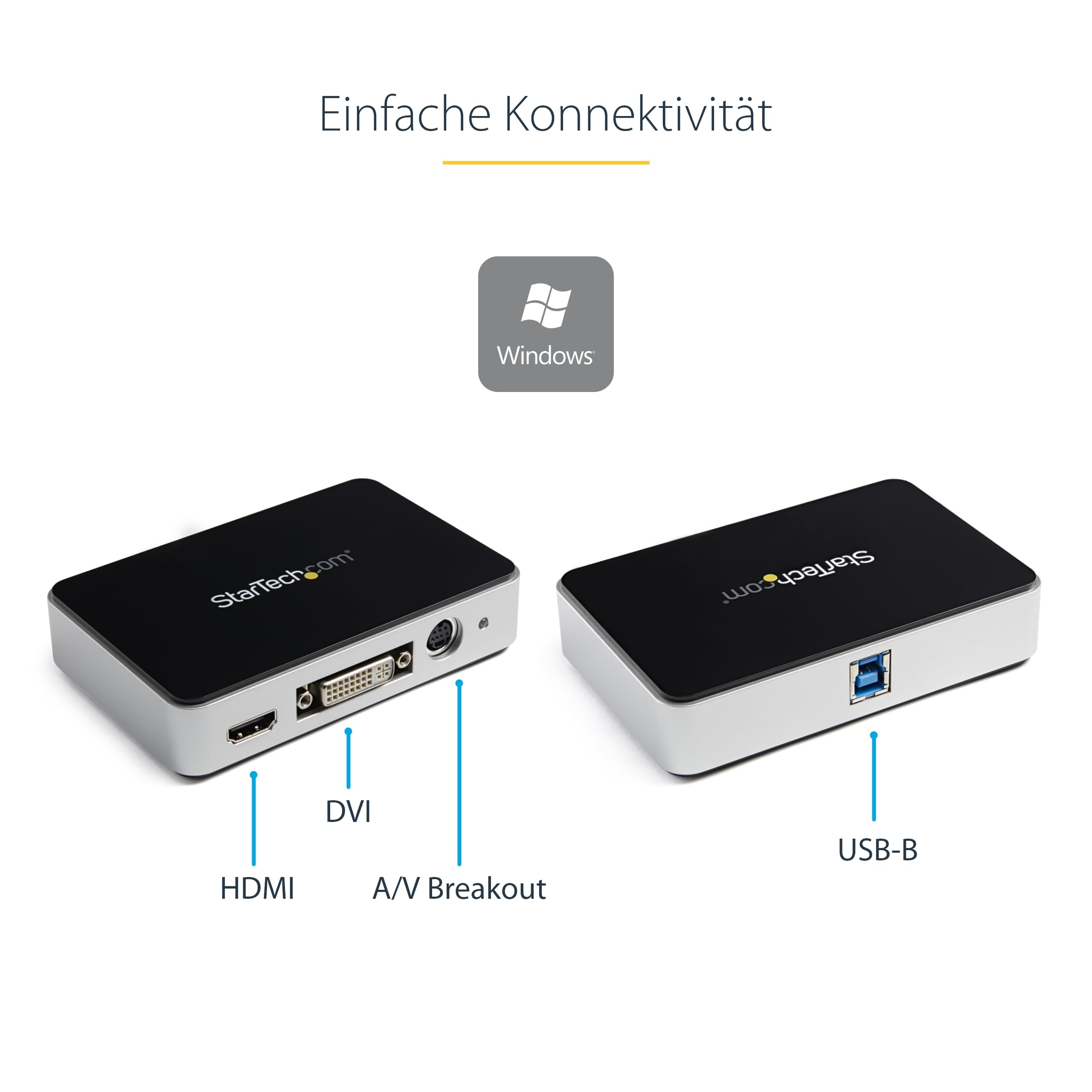 StarTech USB3HDCAP USB 3.0 Videoaufnahmegerät (HDMI, DVI, VGA, Component HD Video Recorder) | Grabber, Externe Karte, HD PVR, Freistehend, USB 3.0, HDCP, Component, Twitch