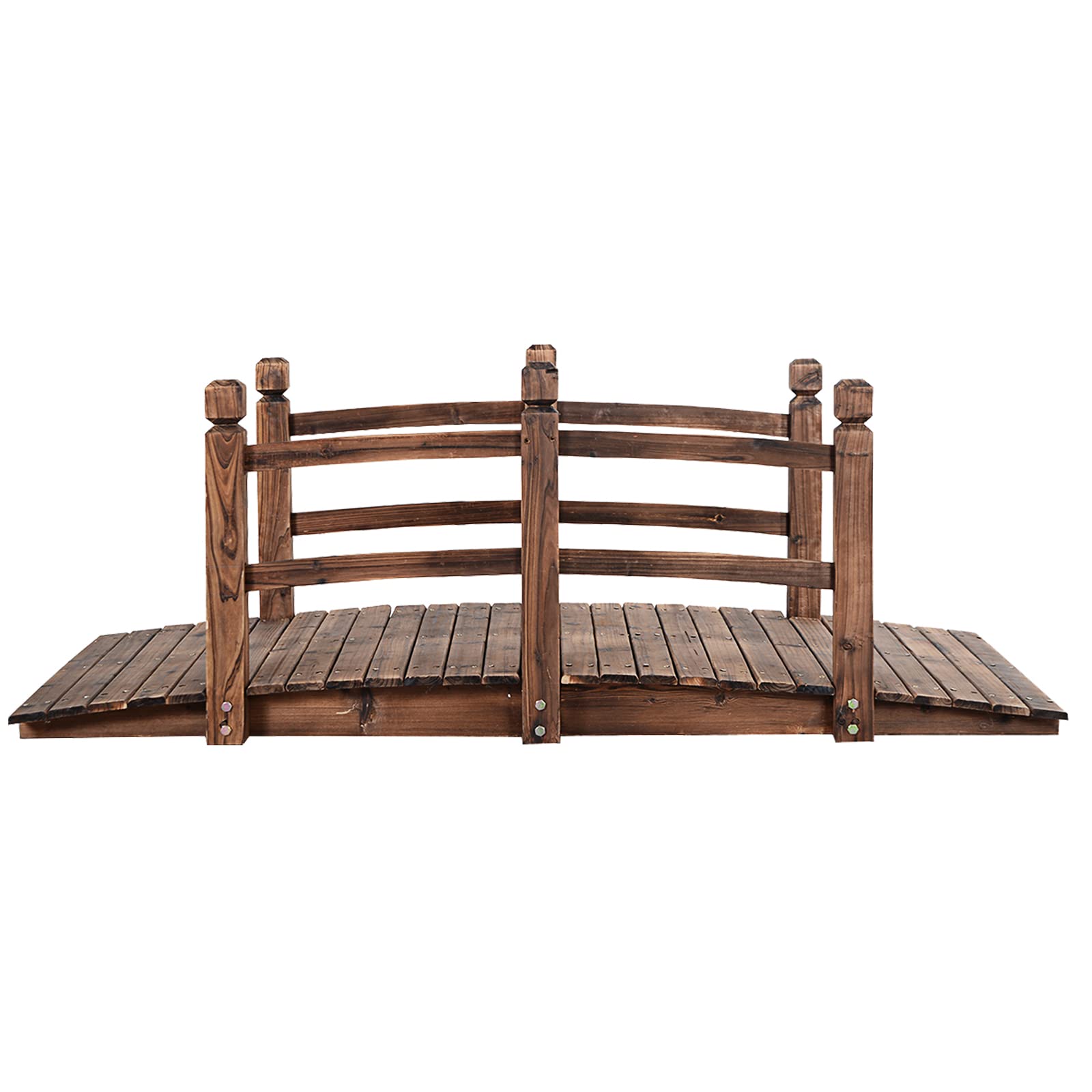 GIANTEX - Puente de jardín de madera carbonizada para estanque, decoración exterior, 150 x 67 x 55 cm, carga máxima 100 kg (marrón)