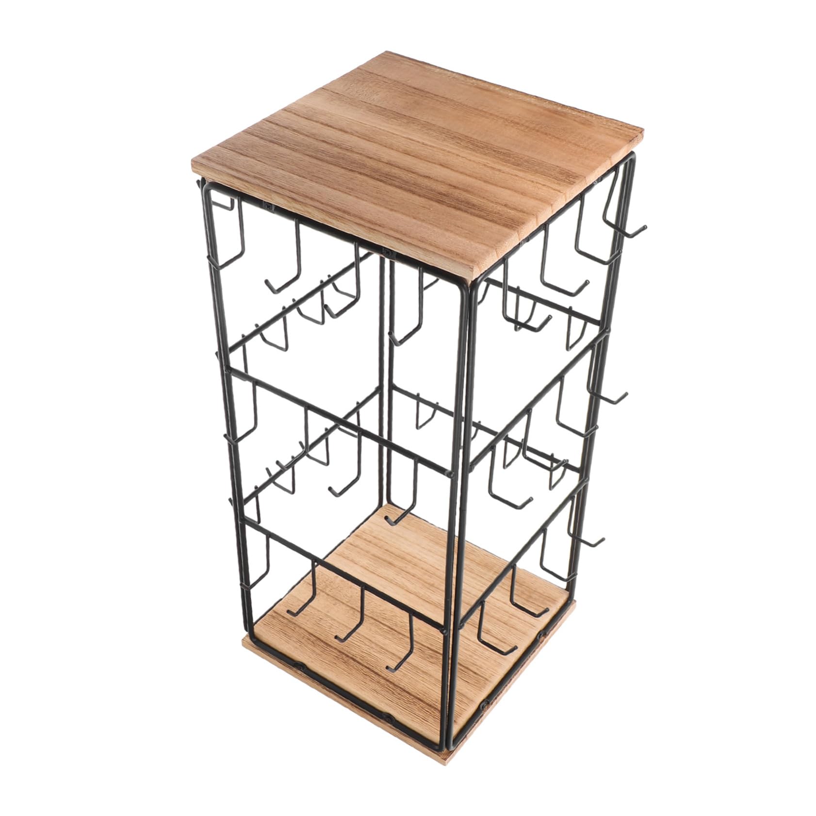 Abaodam espositore per gioielli Oregreggio rotante porta orecchini con base in legno Organizzatore di orecchini in legno porta orecchino girevole ferro da stiro Brown